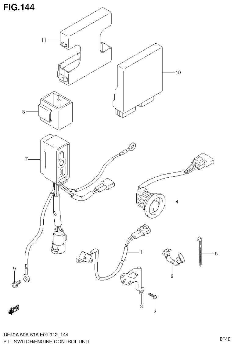 Suzuki DF40AST, DF50A, DF50ATH PTT SWITCH / ENGINE CONTROL UNIT (DF60ATH E40) parts diagram